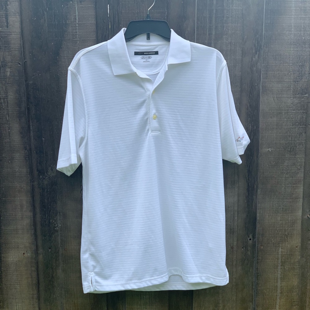 White Men’s Golf Polo with texture by Greg Norman